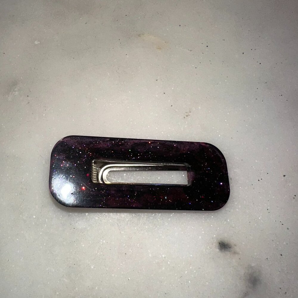 Handmade Dark Purple Glitter Resin Hair Clip